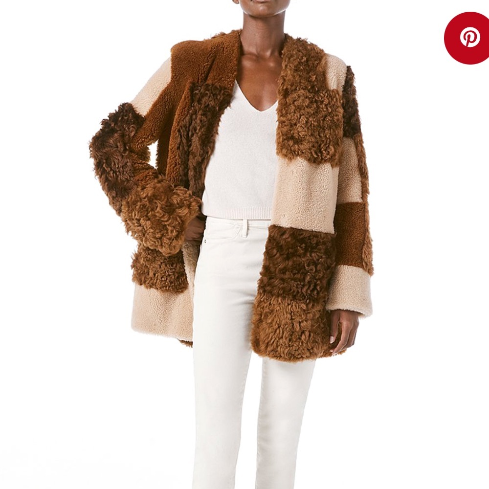 Frame Denim Shearling Patchwork Coat Small - image 2